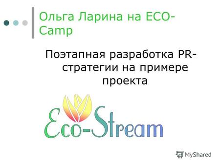 Ольга Ларина на ECO- Camp Поэтапная разработка PR- стратегии на примере проекта.
