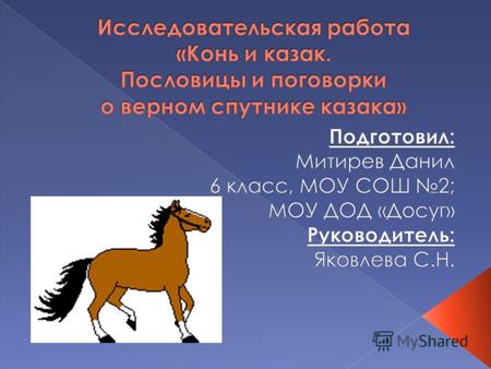 Цели и задачи исследования. Целью исследования является описание неразрывной связи казака и лошади. Для достижения указанной цели в ходе исследования.