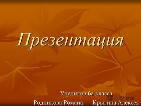 Презентация Учеников 6а класса Родникова Романа Крыгина Алексея.