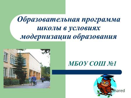 Образовательная программа школы в условиях модернизации образования МБОУ СОШ 1.