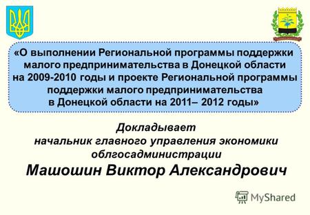 «О выполнении Региональной программы поддержки малого предпринимательства в Донецкой области на 2009-2010 годы и проекте Региональной программы поддержки.