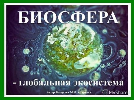 - глобальная экосистема Автор Белоусова М.И., г.Туринск.