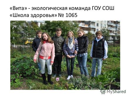 «Вита» - экологическая команда ГОУ СОШ «Школа здоровья» 1065.