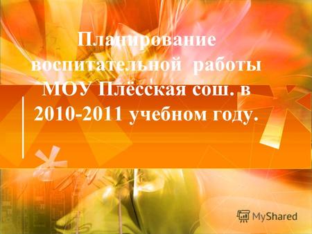 Планирование воспитательной работы МОУ Плёсская сош. в 2010-2011 учебном году.