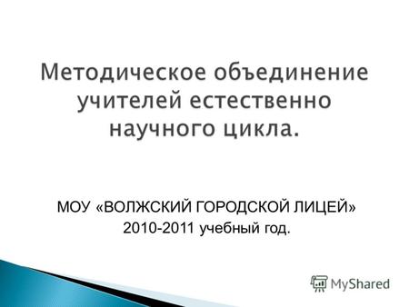 МОУ «ВОЛЖСКИЙ ГОРОДСКОЙ ЛИЦЕЙ» 2010-2011 учебный год.