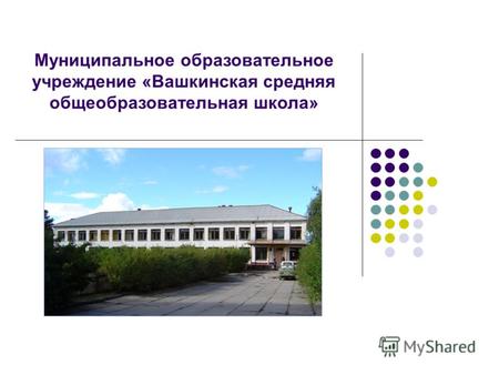 Муниципальное образовательное учреждение «Вашкинская средняя общеобразовательная школа»