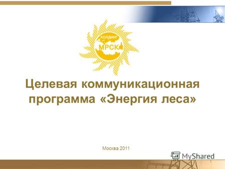 1 Целевая коммуникационная программа «Энергия леса» Москва 2011.