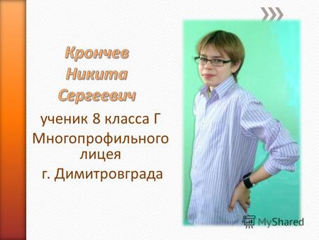 Ученик 8 класса Г Многопрофильного лицея г. Димитровграда.