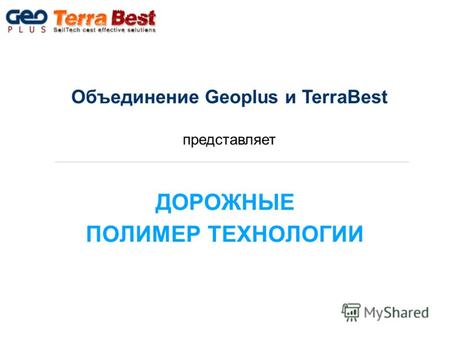 ДОРОЖНЫЕ ПОЛИМЕР ТЕХНОЛОГИИ Объединение Geoplus и TerraBest представляет.