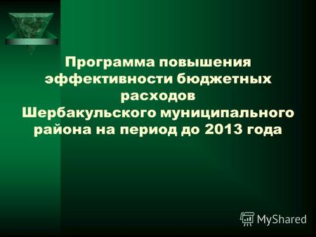 Программа повышения эффективности бюджетных расходов Шербакульского муниципального района на период до 2013 года.