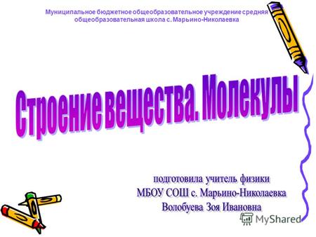 Муниципальное бюджетное общеобразовательное учреждение средняя общеобразовательная школа с. Марьино-Николаевка.