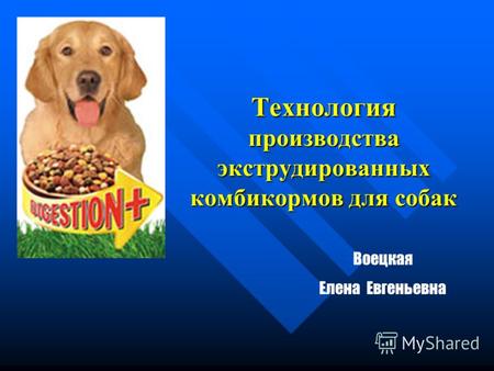 Технология производства экструдированных комбикормов для собак Воецкая Елена Евгеньевна.