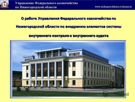 О работе Управления Федерального казначейства по Нижегородской области по внедрению элементов системы внутреннего контроля и внутреннего аудита.