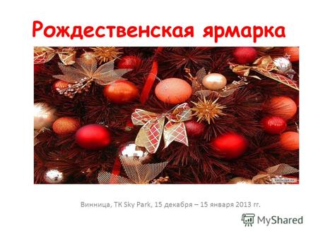 Рождественская ярмарка Винница, ТК Sky Park, 15 декабря – 15 января 2013 гг.