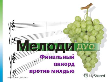 Melody Duo March 1, 2013 Slide 1. Presentation March 1, 2013 Slide 2 Милдью винограда - Plasmopara viticola.