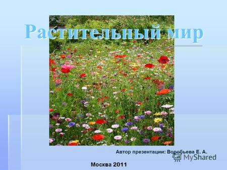 Растительный мир Автор презентации : Воробьева Е. А. Москва 2011.
