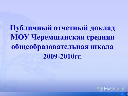 Публичный отчетный доклад МОУ Черемшанская средняя общеобразовательная школа 2009-2010гг.