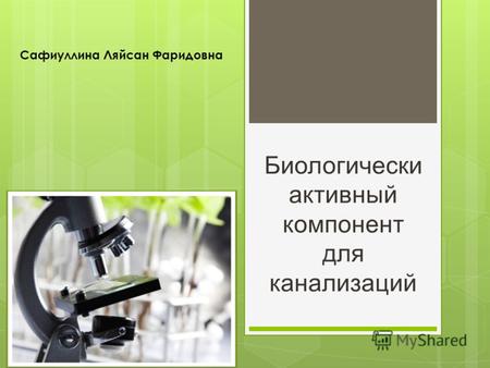 Биологически активный компонент для канализаций Сафиуллина Ляйсан Фаридовна.