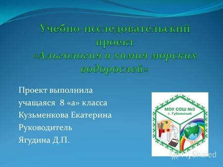Проект выполнила учащаяся 8 «а» класса Кузьменкова Екатерина Руководитель Ягудина Д.П.