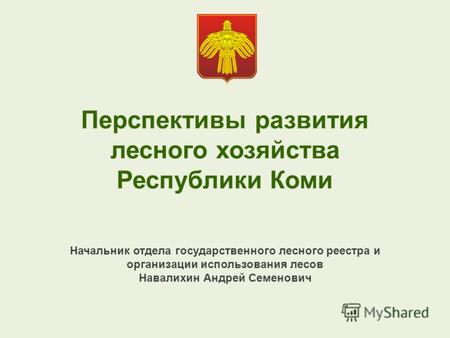 Перспективы развития лесного хозяйства Республики Коми Начальник отдела государственного лесного реестра и организации использования лесов Навалихин Андрей.