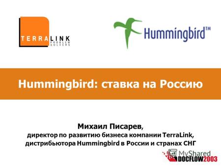 Hummingbird: ставка на Россию Михаил Писарев, директор по развитию бизнеса компании TerraLink, дистрибьютора Hummingbird в России и странах СНГ.