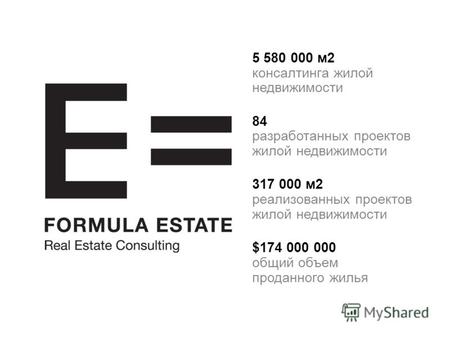 5 580 000 м2 консалтинга жилой недвижимости 84 разработанных проектов жилой недвижимости 317 000 м2 реализованных проектов жилой недвижимости $174 000.