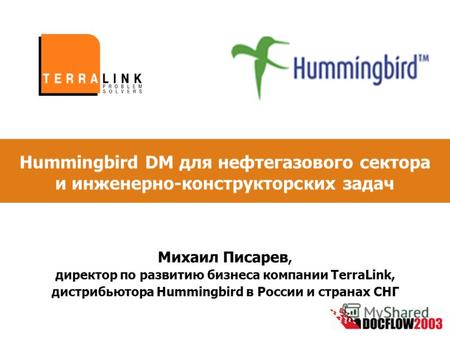 Hummingbird DM для нефтегазового сектора и инженерно-конструкторских задач Михаил Писарев, директор по развитию бизнеса компании TerraLink, дистрибьютора.