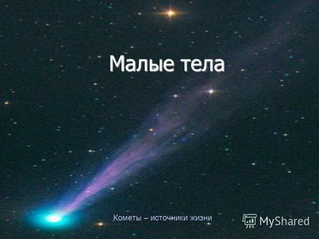 Малые тела Кометы – источники жизни. Виды малых тел Кометы Астероиды Метеориты.