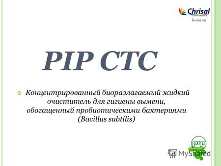 PIP CTC Концентрированный биоразлагаемый жидкий очиститель для гигиены вымени, обогащенный пробиотическими бактериями (Bacillus subtilis) Бельгия.