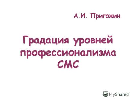 А.И. Пригожин Градация уровней профессионализма CMC.