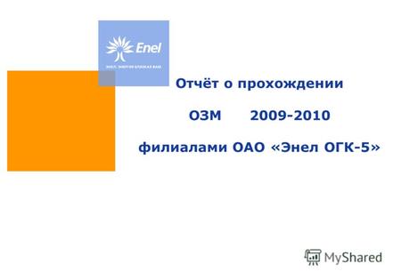Отчёт о прохождении ОЗМ 2009-2010 филиалами ОАО «Энел ОГК-5»