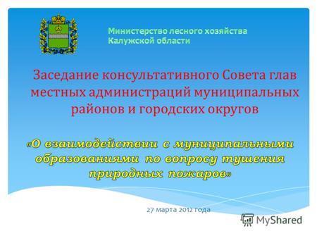 Заседание консультативного Совета глав местных администраций муниципальных районов и городских округов 27 марта 2012 года.