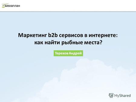 Маркетинг b2b сервисов в интернете: как найти рыбные места? Терехов Андрей.