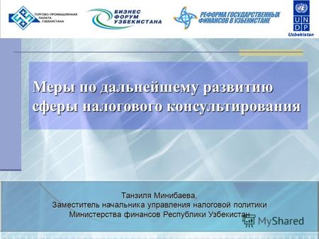 Меры по дальнейшему развитию сферы налогового консультирования Танзиля Минибаева, Заместитель начальника управления налоговой политики Министерства финансов.