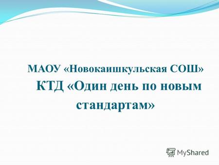 МАОУ «Новокаишкульская СОШ» КТД «Один день по новым стандартам»
