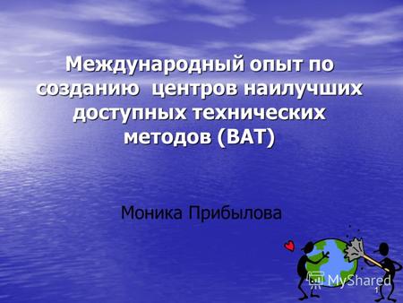 1 Моника Прибылова Международный опыт по созданию центров наилучших доступных технических методов (BAT)