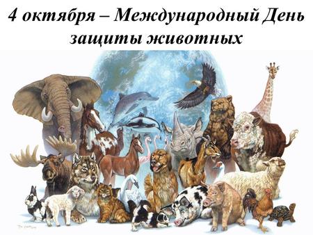 4 октября – Международный День защиты животных. С незапамятных времён животные живут рядом с человеком в большом прекрасном доме, имя которому – Земля.