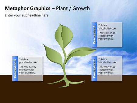 Metaphor Graphics – Plant / Growth Enter your subheadline here Description 1 This is a placeholder text. This text can be replaced with your own text.