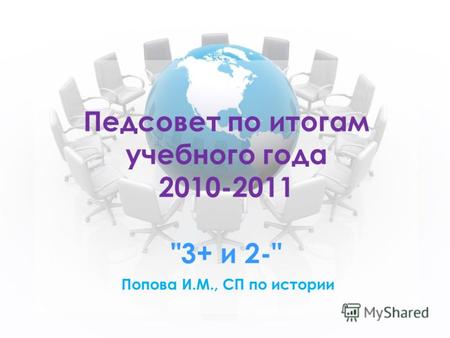 Педсовет по итогам учебного года 2010-2011 3+ и 2- Попова И.М., СП по истории.