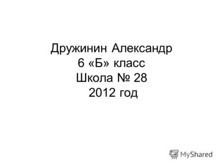 Дружинин Александр 6 «Б» класс Школа 28 2012 год.