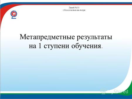 Лицей 33 г.Комсомольск-на-Амуре Метапредметные результаты на 1 ступени обучения.
