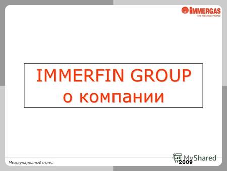 Международный отдел. IMMERFIN GROUP о компании 2009.