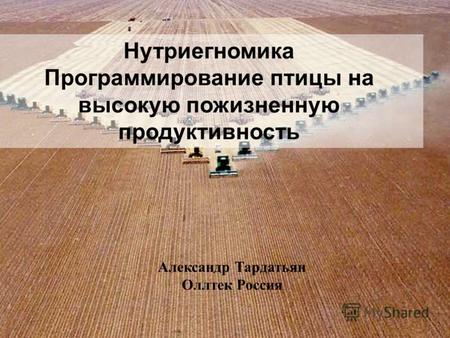 Нутриегномика Программирование птицы на высокую пожизненную продуктивность Александр Тардатьян Оллтек Россия.