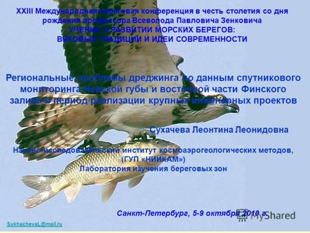 SukhachevaL@mail.ru Региональные проблемы дреджинга по данным спутникового мониторинга Невской губы и восточной части Финского залива в период реализации.