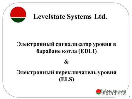 1 Электронный сигнализатор уровня в барабане котла (EDLI) & Электронный переключатель уровня (ELS) Levelstate Systems Ltd.
