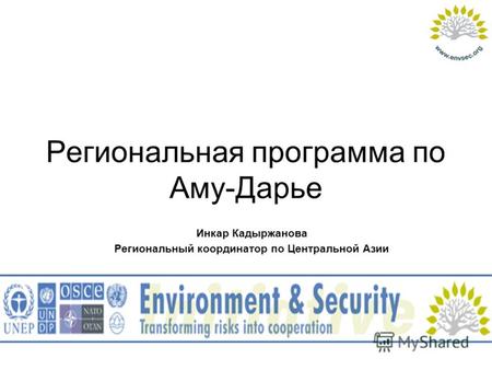 Региональная программа по Аму-Дарье Инкар Кадыржанова Региональный координатор по Центральной Азии.