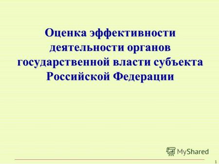 1 Оценка эффективности деятельности органов государственной власти субъекта Российской Федерации.
