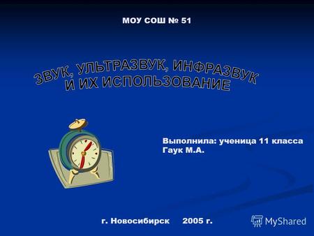 МОУ СОШ 51 Выполнила: ученица 11 класса Гаук М.А. г. Новосибирск 2005 г.