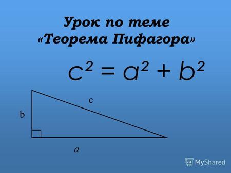 Урок по теме «Теорема Пифагора» c² = a² + b² b с а.