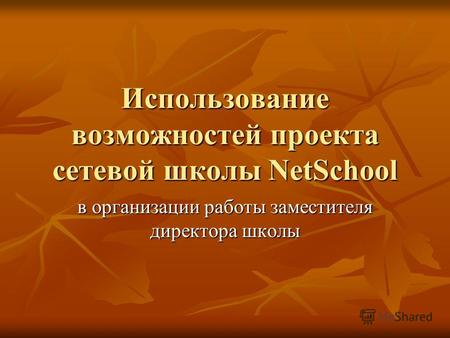 Использование возможностей проекта сетевой школы NetSchool в организации работы заместителя директора школы.